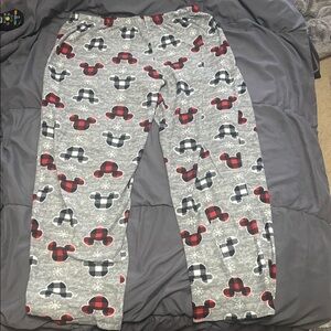 Disney Gray Pajama Bottoms with Red and Black Mickey Pattern